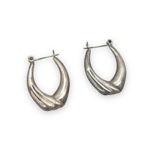 Southwestern Modernist Twisted Sterling Silver 925 Tube Hoop Earring